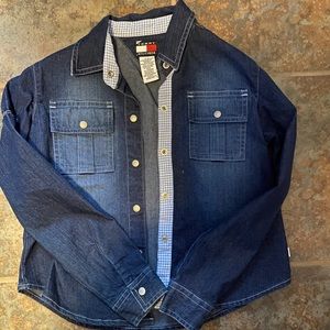 Like new jean denim button up top girls small